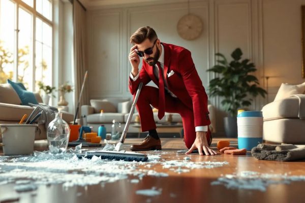 Cleaner accidentally damaging client property during a cleaning service.
