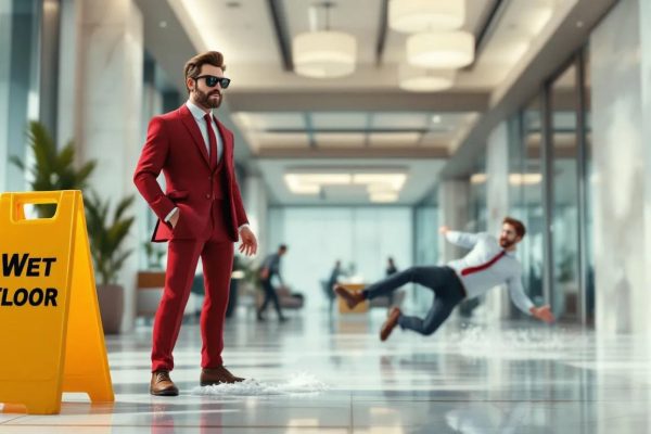 Customer slip-and-fall accident at a cleaning job site.