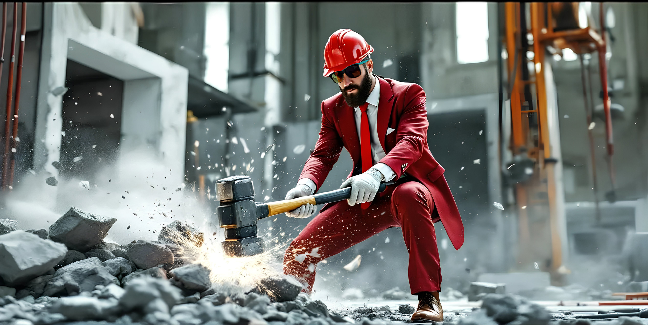 Construction business site protected with insurance coverage for workers and assets.