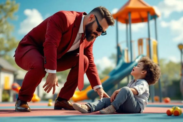 Child injured on a playground slide at a daycare center.