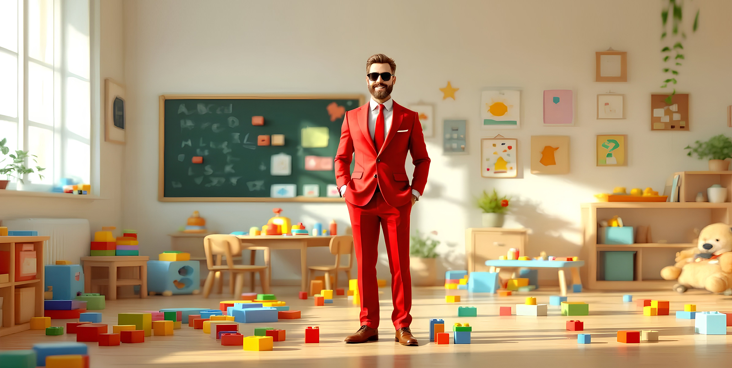 Children playing safely in a daycare center under supervision with insurance protection.