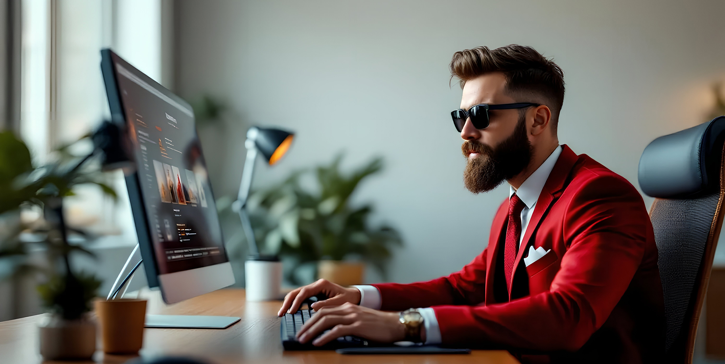 Online store owner managing e-commerce business with insurance protection