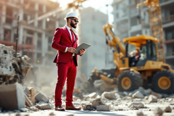 Construction site accident causing property damage during engineering work.