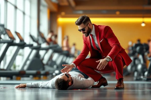 Gym client injury while exercising on fitness equipment.