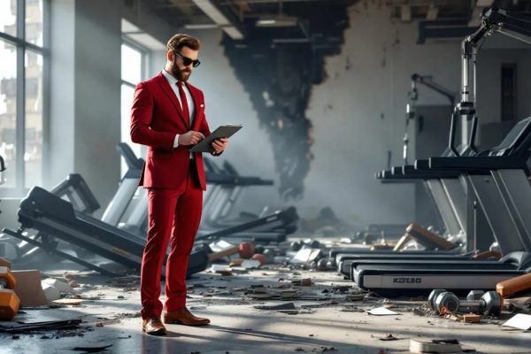 Gym equipment damage or property loss inside fitness center.