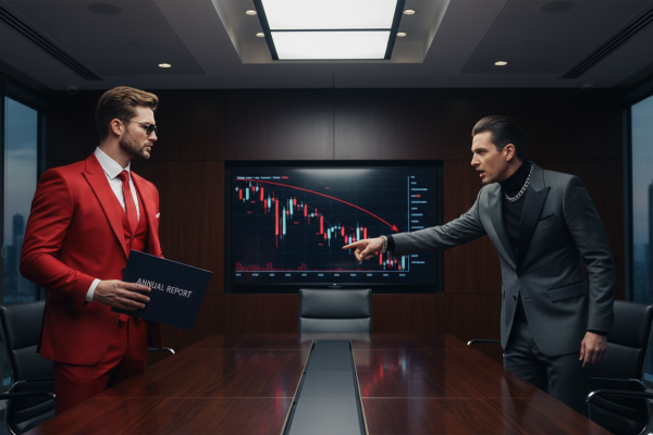 Executives reviewing documents related to shareholder or investor lawsuit