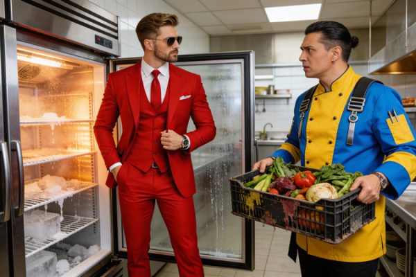Commercial refrigerator breakdown in a business causing food spoilage risk