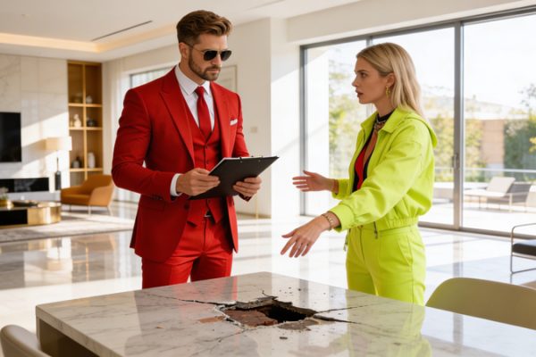 Worker accidentally damaging client property during service work