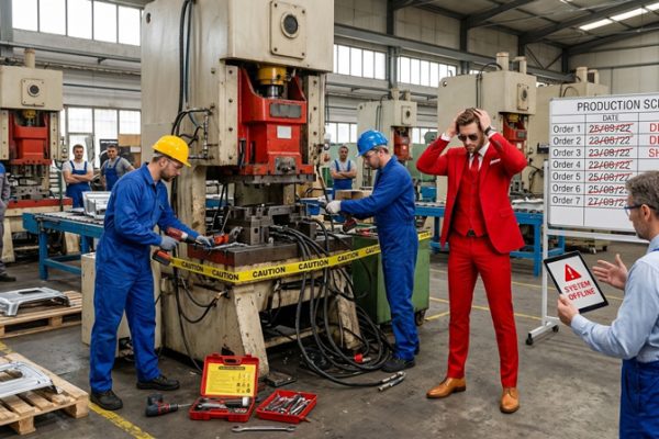 Broken business equipment causing operational downtime and financial loss.