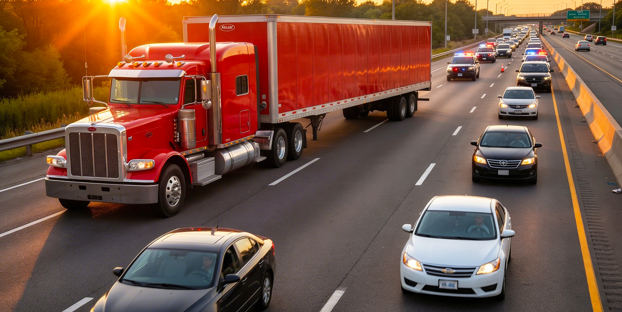 Commercial trucks on the road insured under Commercial Truck Insurance for transportation businesses.